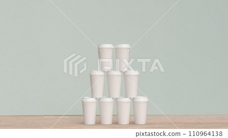 The coffee paper cup for hot drink concept 3d rendering. The coffee paper cup for hot drink concept 3d rendering. 110964138