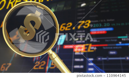 The magnifying glass on chart for Business concept 3d rendering. 110964145