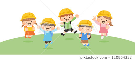 兒童跳躍的插圖素材 兒童跳躍的插圖素材 110964332