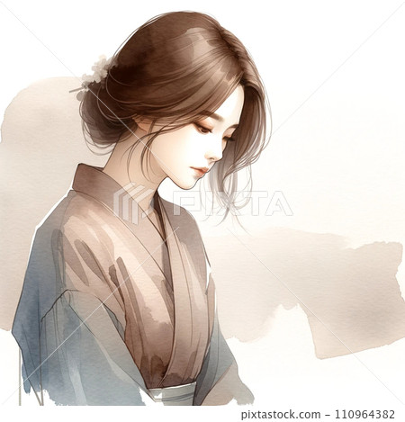 A woman in a kimono A woman in a kimono 110964382