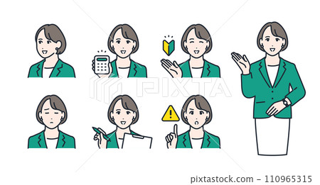 女商人簡單向量圖示插畫集素材 110965315