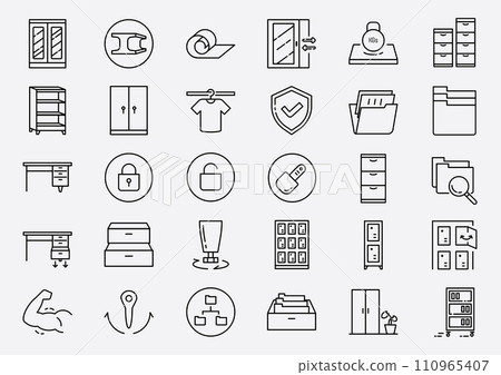 steel furniture line icon set 110965407