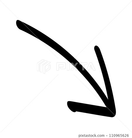 hand drawn descending arrow black 110965626