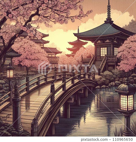 東寺的櫻花和紅橋“AI創造” 110965650