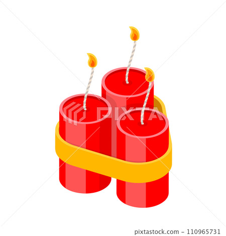3D Isometric Flat Vector Icon of Firecrackers Set. Item 7 110965731
