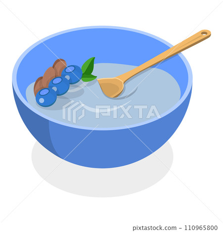3D Isometric Flat Vector Illustration of Cereal Breakfast. Item 2 110965800