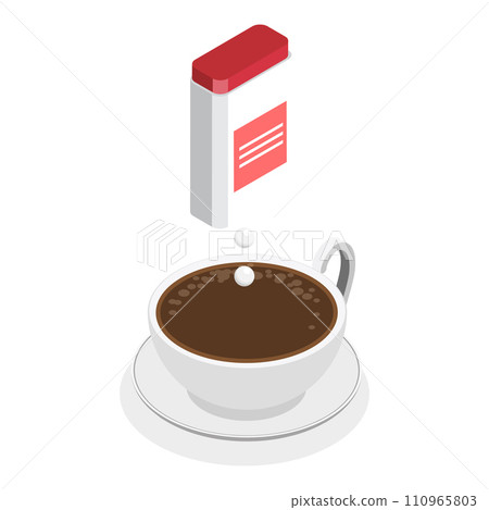 3D Isometric Flat Vector Icon of Sugar Packs Set. Item 8 110965803