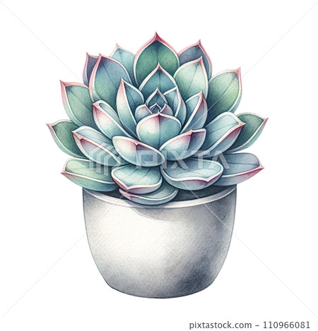 Succulent plant with a concrete planter watercolor clipart Succulent plant with a concrete planter watercolor clipart 110966081