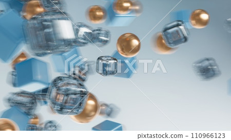 Moving shapes from glass and gold. Dynamic composition. Soft focus. Bokeh effect. Abstract blurred background Moving shapes from glass and gold. Dynamic composition. Soft focus. Bokeh effect. Abstract blurred background 110966123