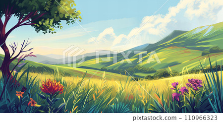 Flower blooming in the meadow Flower blooming in the meadow 110966323