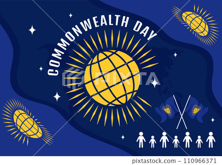 Commonwealth Day Vector Illustration on 24 may of Helps Guide Activities by Commonwealths Organizations with Waving Flag in Flat Cartoon Background 110966371