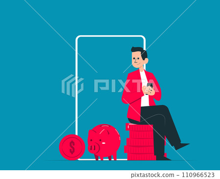 Person trading on a stock market. Finance app vector concept Person trading on a stock market. Finance app vector concept 110966523