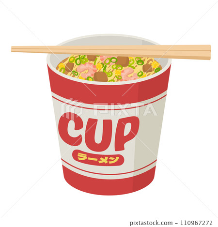 Illustration of cup ramen and disposable chopsticks 110967272