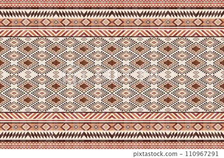 Navajo tribal vector seamless pattern. Native American ornament. Ethnic South Western decor style. Boho geometric ornament. Vector seamless pattern. Mexican blanket, rug. Woven carpet illustration. 110967291