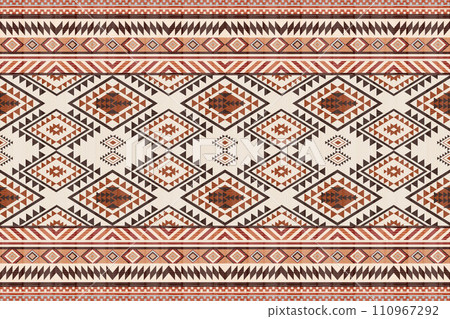 Navajo tribal vector seamless pattern. Native American ornament. Ethnic South Western decor style. Boho geometric ornament. Vector seamless pattern. Mexican blanket, rug. Woven carpet illustration. Navajo tribal vector seamless pattern. Native American ornament. Ethnic South Western decor style. Boho geometric ornament. Vector seamless pattern. Mexican blanket, rug. Woven carpet illustration. 110967292