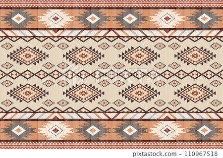 Navajo tribal vector seamless pattern. Native American ornament. Ethnic South Western decor style. Boho geometric ornament. Vector seamless pattern. Mexican blanket, rug. Woven carpet illustration. Navajo tribal vector seamless pattern. Native American ornament. Ethnic South Western decor style. Boho geometric ornament. Vector seamless pattern. Mexican blanket, rug. Woven carpet illustration. 110967518