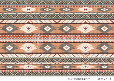 Navajo tribal vector seamless pattern. Native American ornament. Ethnic South Western decor style. Boho geometric ornament. Vector seamless pattern. Mexican blanket, rug. Woven carpet illustration. Navajo tribal vector seamless pattern. Native American ornament. Ethnic South Western decor style. Boho geometric ornament. Vector seamless pattern. Mexican blanket, rug. Woven carpet illustration. 110967521