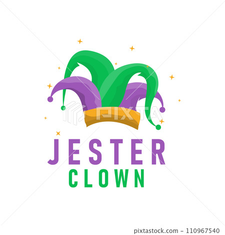 Simple illustration template jester hat logo minimalist joker clown design Simple illustration template jester hat logo minimalist joker clown design 110967540