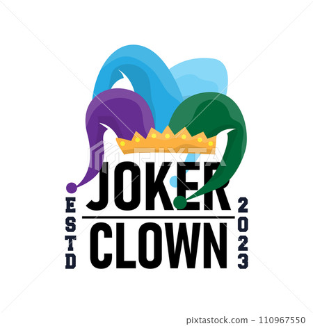 Simple illustration template jester hat logo minimalist joker clown design Simple illustration template jester hat logo minimalist joker clown design 110967550