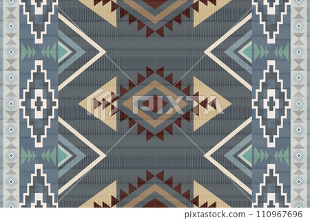 Navajo tribal vector seamless pattern. Native American ornament. Ethnic South Western decor style. Boho geometric ornament. Vector seamless pattern. Mexican blanket, rug. Woven carpet illustration. Navajo tribal vector seamless pattern. Native American ornament. Ethnic South Western decor style. Boho geometric ornament. Vector seamless pattern. Mexican blanket, rug. Woven carpet illustration. 110967696