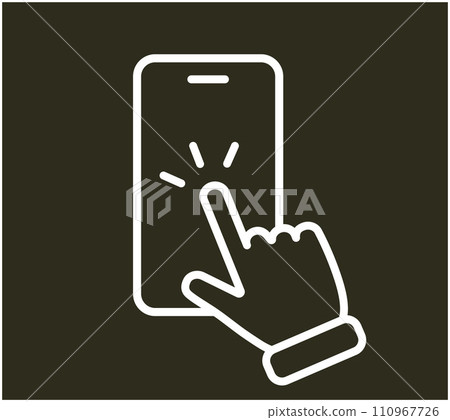 Finger icon touching smartphone Finger icon touching smartphone 110967726