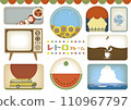 Nostalgic frames and banners Title frames decorated with Showa retro style 110967797