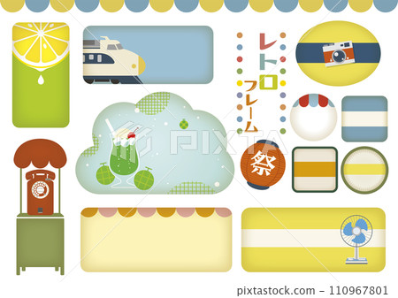 Nostalgic frames and banners Title frames decorated with Showa retro style 110967801