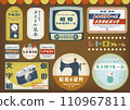 Nostalgic frames and banners Title headings decorated with Showa retro style 110967811