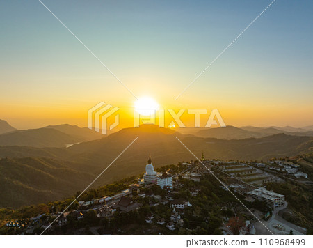 Aerial view White buddha in Wat Phra That Pha Son Kaew temple at Phetchabun.. Aerial view White buddha in Wat Phra That Pha Son Kaew temple at Phetchabun.. 110968499