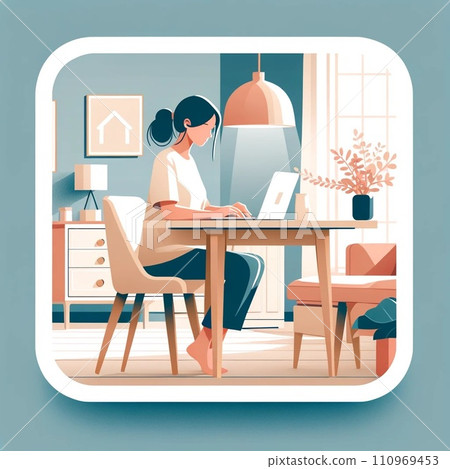 AI 生成的在家工作的女性圖像 AI 生成的在家工作的女性圖像 110969453