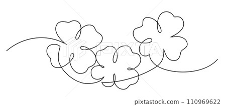 Clover leaves one line art drawing Floral single continuous line minimal vector illustration 110969622