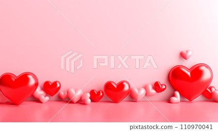 Poster or banner with realistic 3d hearts, symbol of love and st. Valentine's day Poster or banner with realistic 3d hearts, symbol of love and st. Valentine's day 110970041