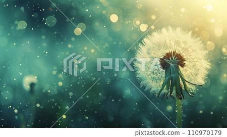 蒲公英的絨毛沾滿露水 110970179