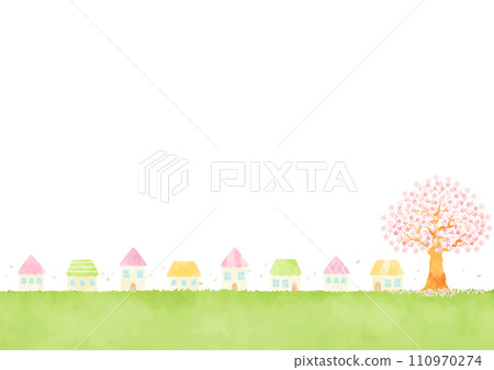 Cute spring townscape illustration Cute spring townscape illustration 110970274