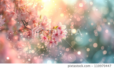 櫻花帶著晶瑩的晨露 110970447