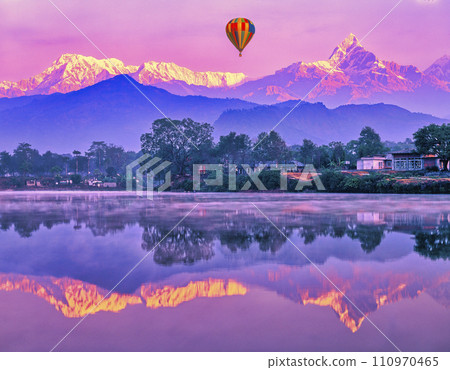 View of the Annapurna mountain range from Pokhara 110970465