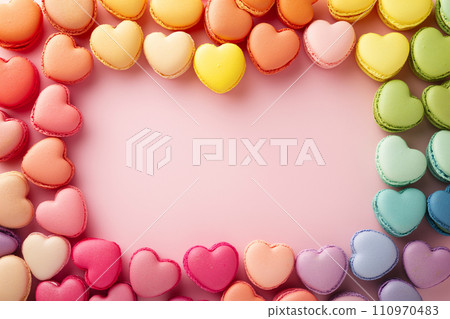 Colorful Heart-Shaped Macarons for Valentine's Day Colorful Heart-Shaped Macarons for Valentine's Day 110970483