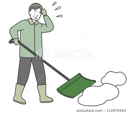 Senior man shoveling snow with a shovel Senior man shoveling snow with a shovel 110970484