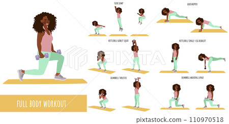 Healthy woman doing full body workout 110970518