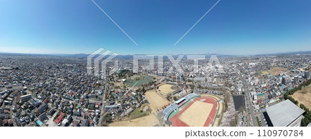 Koriyama City Center - Aerial view of Kaiseiyama Sports Park 110970784