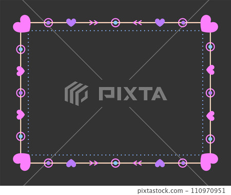 Vintage valentine heart frame border divider pink line flat. Cute purple pastel fairytale kid love magic colorful separator filigree rectangle greeting card rainbow wedding book cover framework Vintage valentine heart frame border divider pink line flat. Cute purple pastel fairytale kid love magic colorful separator filigree rectangle greeting card rainbow wedding book cover framework 110970951