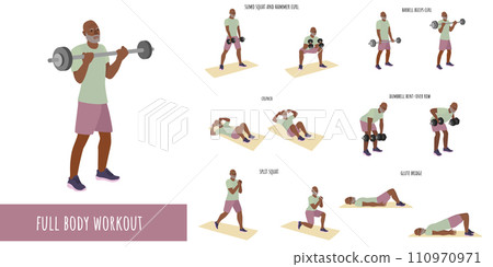 Senior man doing full body workout Senior man doing full body workout 110970971