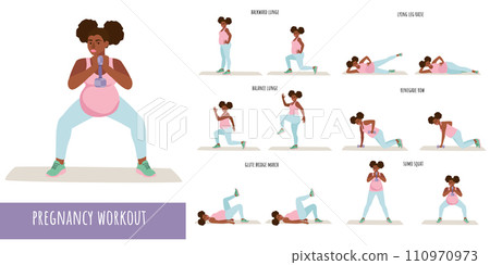 Young pregnant woman fitness workout set 110970973