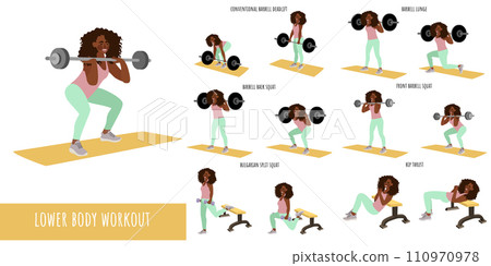 Healthy woman doing lower body workout Healthy woman doing lower body workout 110970978