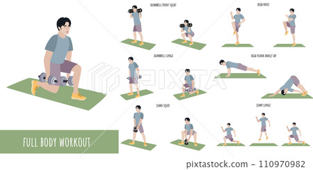 Healthy man doing full body workout 110970982