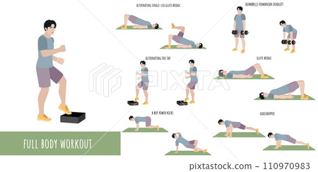 Healthy man doing full body workout Healthy man doing full body workout 110970983