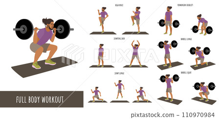 Healthy man doing full body workout 110970984