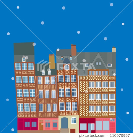 Rennes, Brittany, France, snow scene 110970997