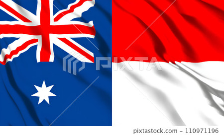 Australian and Indonesian flags Australian and Indonesian flags 110971196