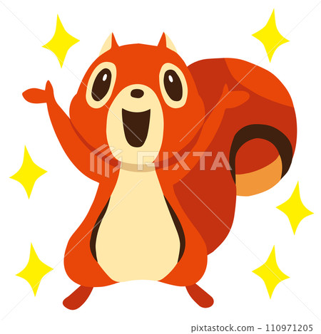 Hand-drawn cute squirrel character 1 (banzai pose, with glitter) Hand-drawn cute squirrel character 1 (banzai pose, with glitter) 110971205